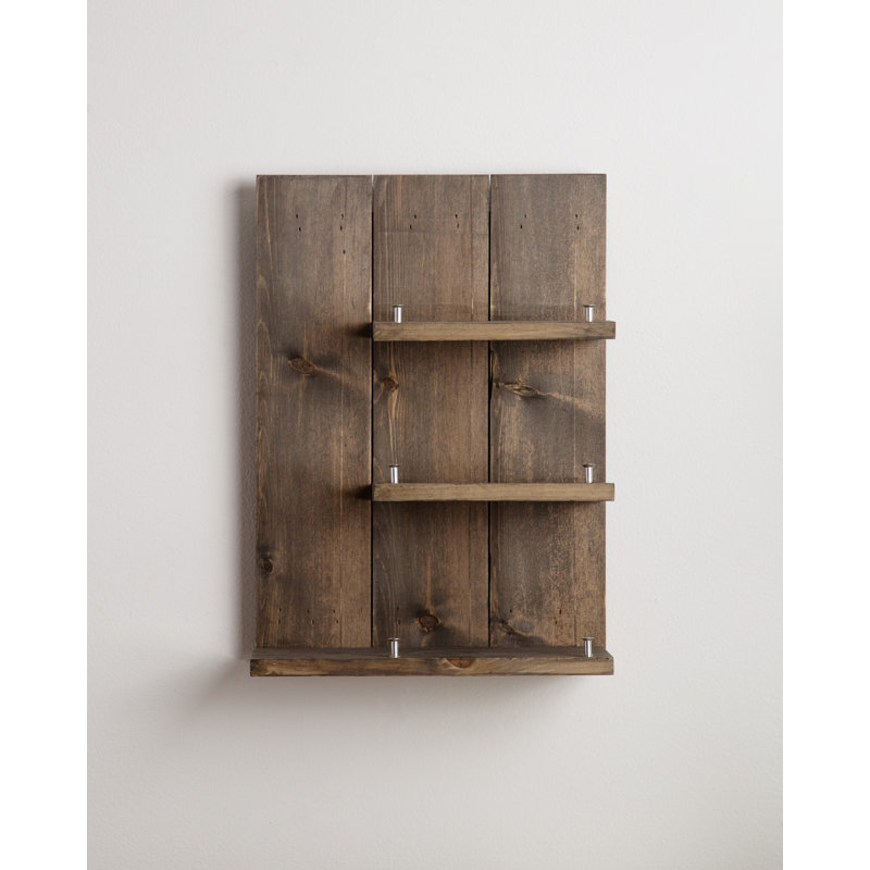 Conte 3 Bottle Solid Wood Wall Mounted Wine Bottle Rack in Brown