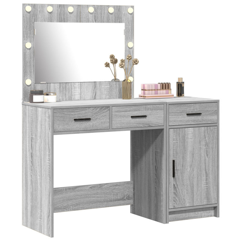 Dressing Table with Mirror, Grey Sonoma