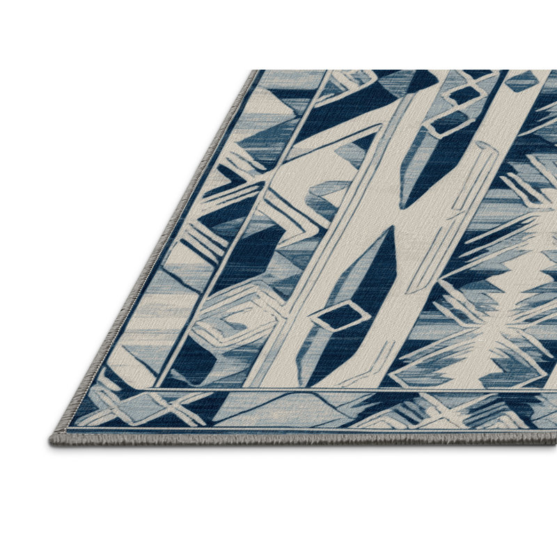 Machine Washable Art Deco Gray Area Rug, Round 4'