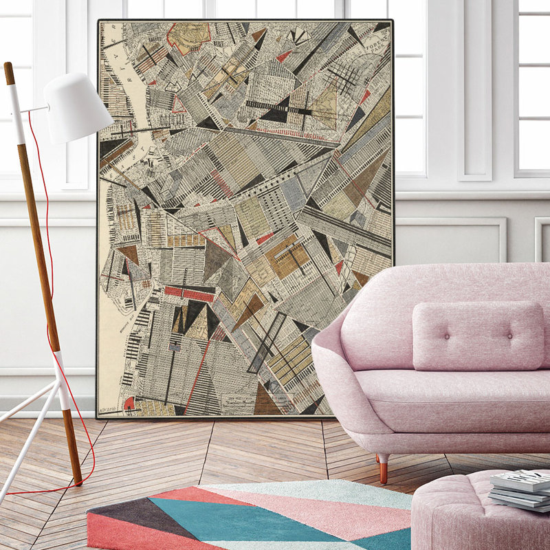Reproduction d’art sur toile, "carte de Brooklyn moderne" par Nikki, reproduction d’art sur toile