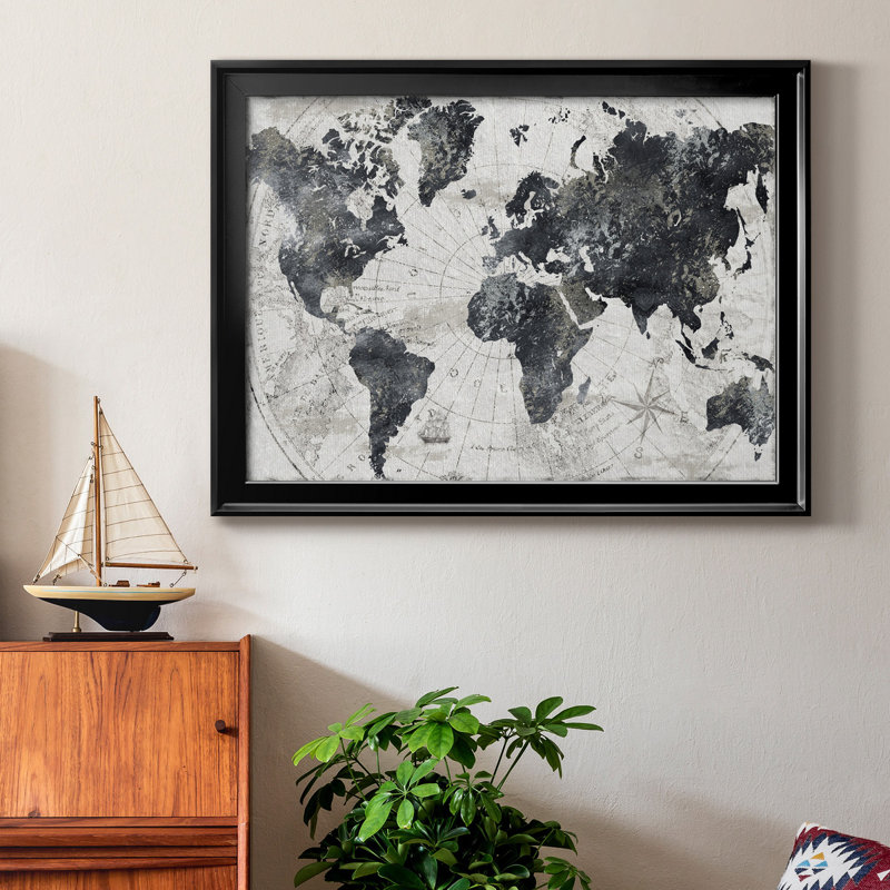 «Modern Atlas», cadre photo, impression sur toile, H 22,5 po x l 30,5 po x P 1 po, Noir