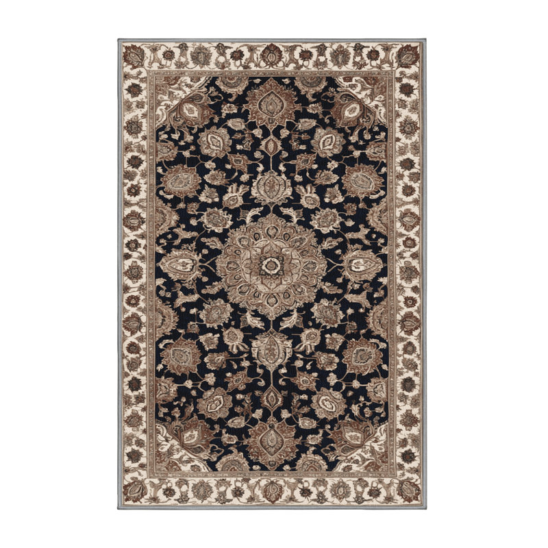 Tapis persan gris lavable à la machine, Rectangulaire 3 pi x 5 pi