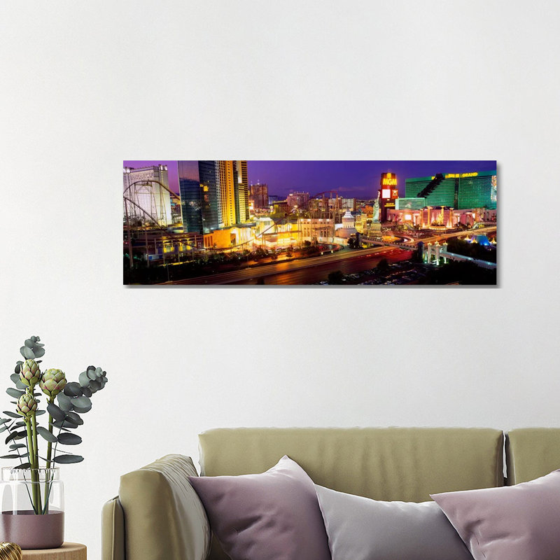 High Angle View of a City, Las Vegas, Nevada, USA 1 Piece Wrapped Canvas Panoramic Wall Art