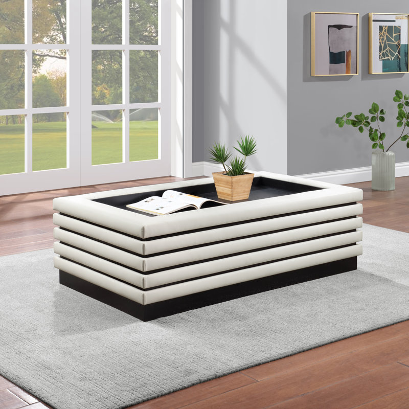 Table basse Rory, H 16 po x L 39 po x P 39 po, Crème