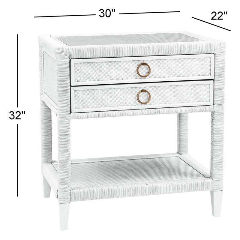 Sabal Bay 2 - Drawer Nightstand, Satin Brass, Antique Frost White