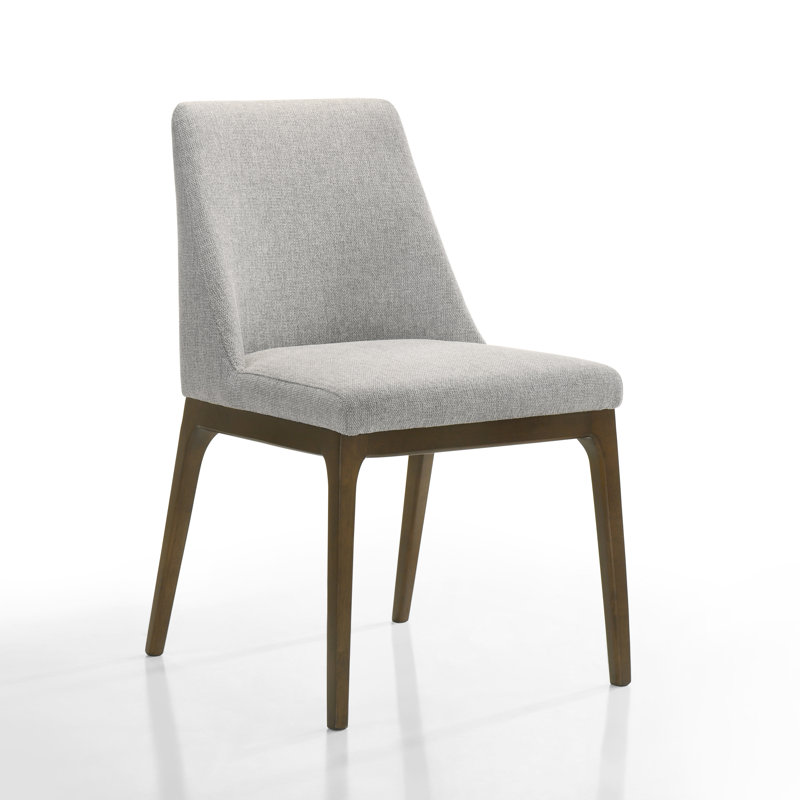 7-Piece Dining Table Set, Seats 6, 82.7" Superellipse Oak Table with Wood Panel Legs & 6 Curved-Back Grey Chairs