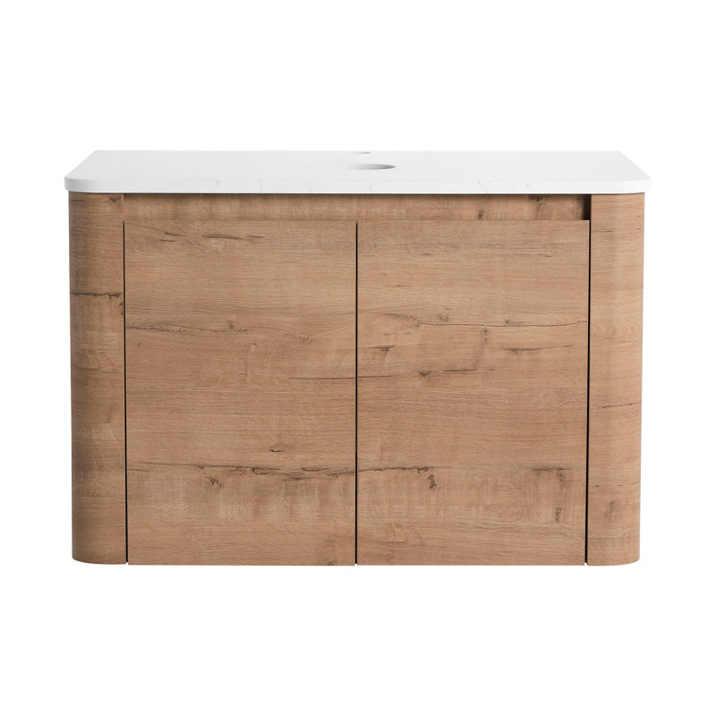 Meuble-lavabo mural de 30 po avec 2 portes à fermeture en douceur, emballage en kd, contreplaqué, charnières de fermeture, 45 poignées cachées, surface à gratter et à eau, idéal pour les salles de bain modernes, beaucoup de rangement, bords arrondis