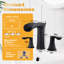 Robinet de lavabo à deux poignées, bec à cascade et bec pivotant à 360°, bonde escamotable, noir mat-103567032