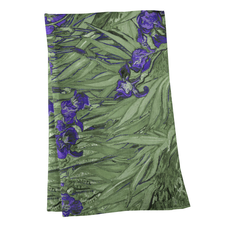 Serviette de thé irises, Mauve foncé / Vert, Sergé de coton