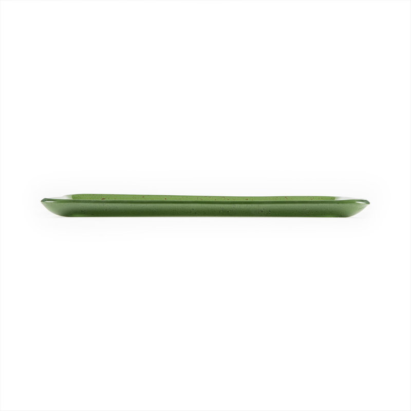 Service de table en verre 12,25 po x 6 po x H: 1 po, Vert foncé