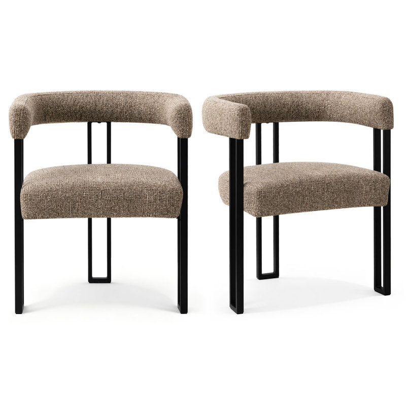 Fauteuil de salle à manger rembourré de 18 po en tweed, Tweed-brun
