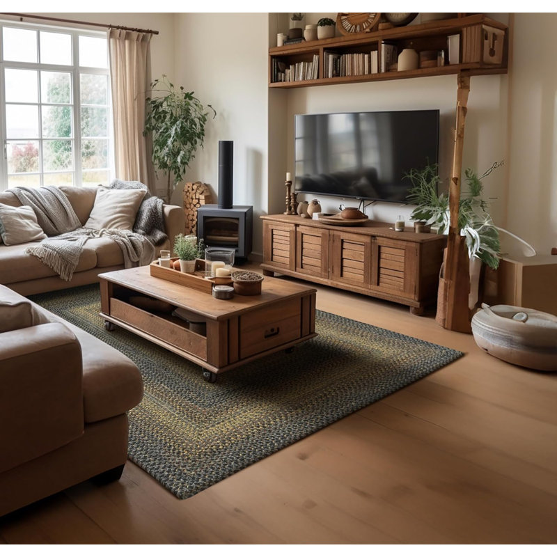  Tapis tressé intérieur / extérieur lavable noir / gris / doré, Rectangle 6 pi x 9 pi