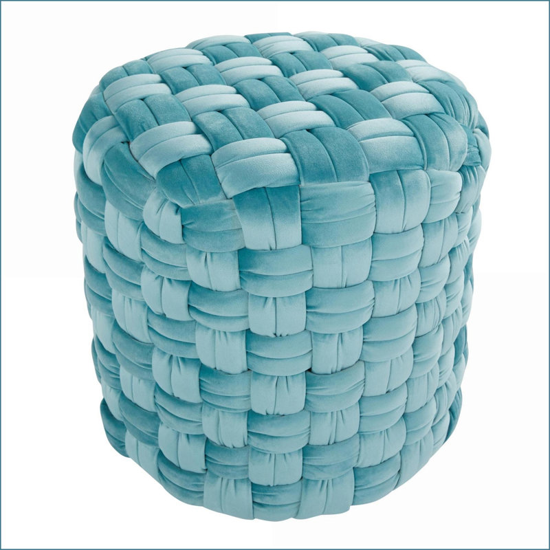 Ottoman 16'' Round Contemporary Sky Blue Velvet Footrest by LumiSource | Blue | Velvet, Blue