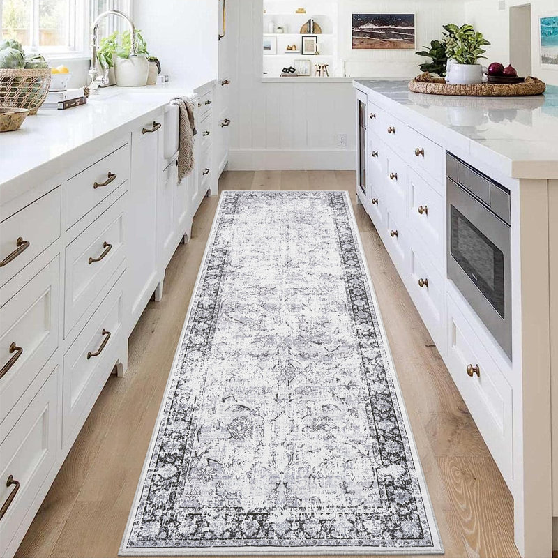 Machine Washable Rug Oriental Non-Slip Area Rug for Living Room Low-Pile Rug Indoor Floor Cover for Bedroom Dining Room Hallway Kitchen Office