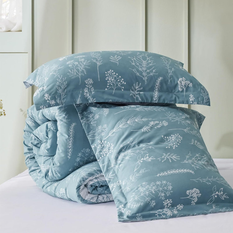 Ensemble d'édredon pour grand lit - édredon, ensembles d'édredon à motif floral mignon, 3 pièces, 1 édredon réversible doux à fleurs botaniques et 2 taies décoratives