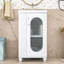 Meuble-lavabo autoportant avec lavabo en céramique, tablette réglable et armoire de rangement-1802026376