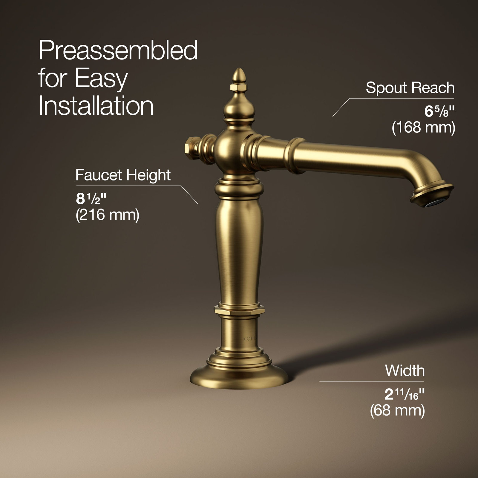Artifacts Widespread Bathroom Faucet with Drain Assembly, Vibrant Brushed Moderne Brass