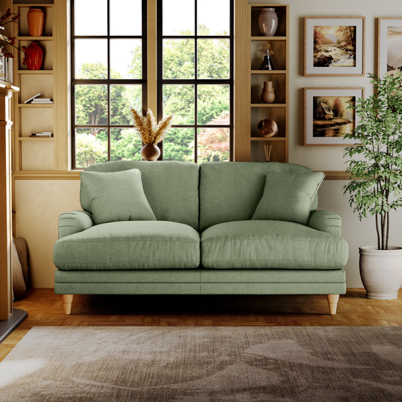Adaku 2 Seater Sofa, Country Oak, Tropical Green