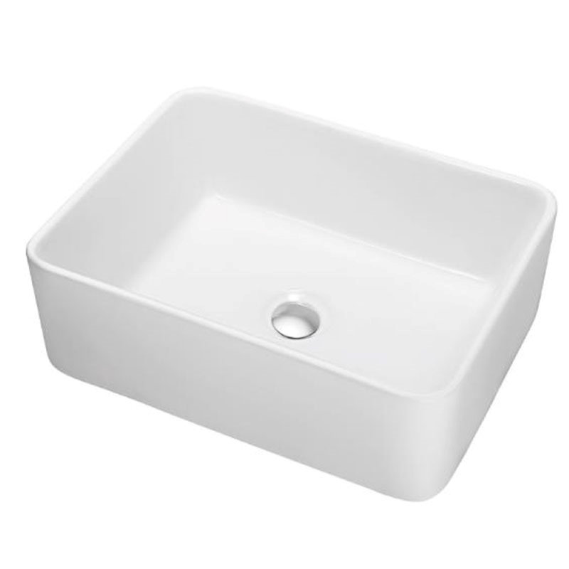 Lavabo de salle de bain vasque rectangulaire blanc en porcelaine vitrifiée