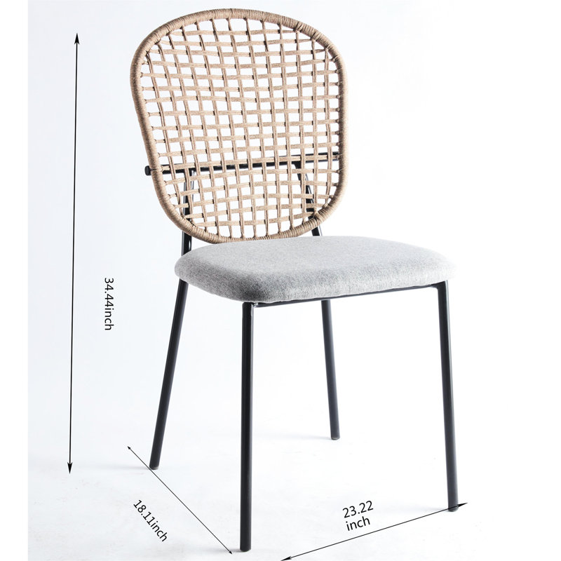 Ensemble de 4 chaises basses noires et grises de 18,4 po Large, confortable, Beige / Naturel