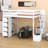 Loft Bed With Storage Drawers And Stairs, Wooden Loft Bed With Shelves