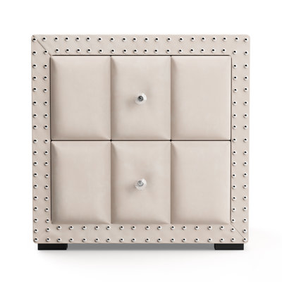 Gianni 2-Drawer Velvet Nightstand
