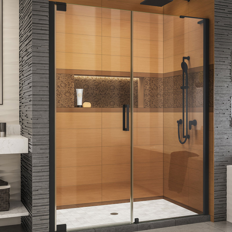 Elegance-LS 58.5" W x 72" H Pivot Frameless Shower Door with ClearMax™ Technology, Matte Black