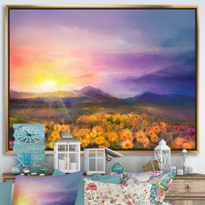 «Yellow and Golden Daisy Flowers in Wildflower Meadows», reproduction d'impression sur toile