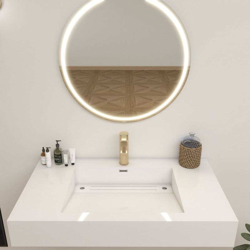 Meuble-lavabo mural simple 36 po, Chêne blanc