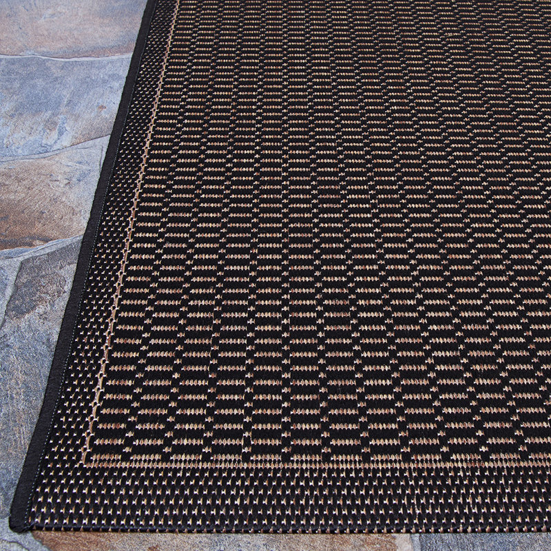Fierce Sella Black-Brown Indoor/Outdoor Area Rug, Rectangle 6'2" x 9'2"