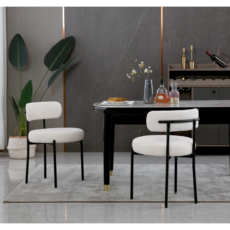 Aulene Upholstered Modern Dining Chair, White, Set Of 4