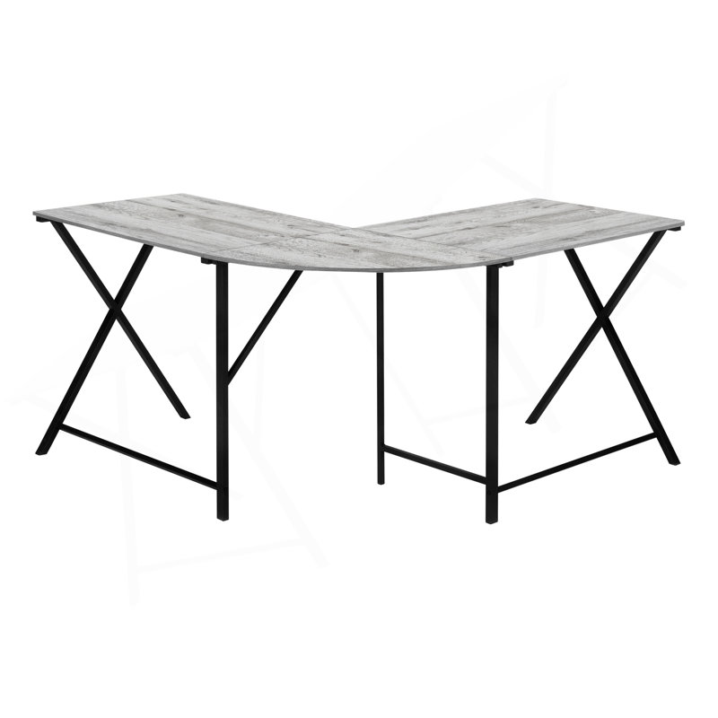 Computer Desk, Home Office, Corner, 58"l, L Shape, Work, Laptop, Laminate, Metal, Contemporary, Modern, Gray/Black 2