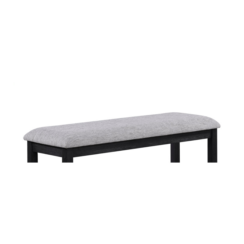 Banc rembourré à hauteur de comptoir transitionnel - Bois massif noir / revêtement gris gris