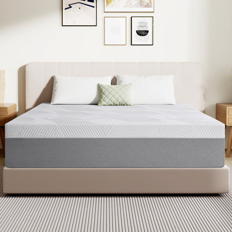 Matelas en mousse viscoélastique gélifiée 10 po (structure actualisée), sans fibre de verre, mousse de qualité supérieure, tissu respirant, matelas dans une boîte, transfert de mouvement inférieur