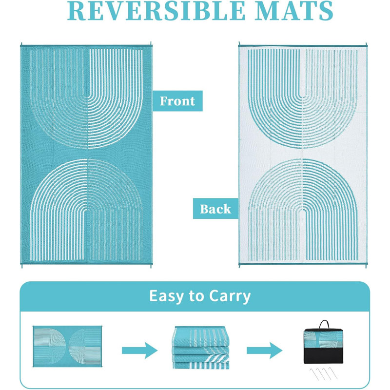 Modern Outdoor Rug, Outdoor Plastic Straw Rug, Durable Outdoor Carpet, Reversible Camping Rugs, Rectangle 9' x 12'