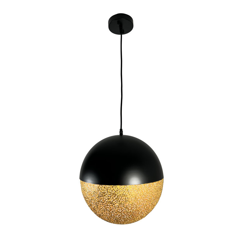 Luminaire suspendu sphère noir et doré 1 lumière Lussi