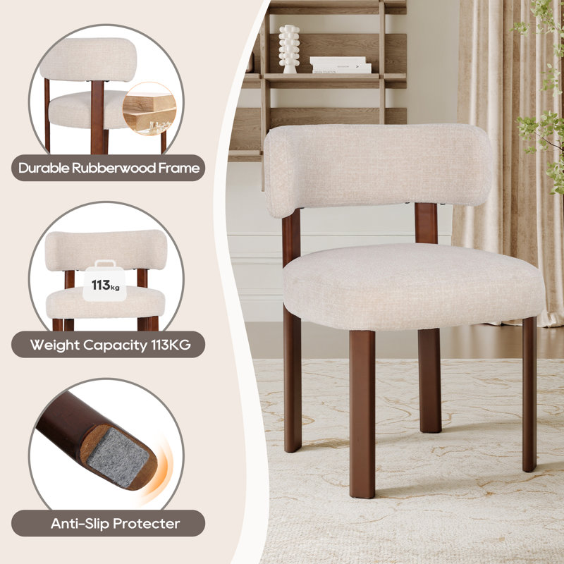 48.5cm H Upholstered Upholstered Back Side Chair, Oatmeal Fabric