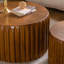 Ensemble de 2 tables basses rondes cannelées - Table gigogne en bois massif et panneau de fibres à densité moyenne (26,77 po / 19,69 po), table basse en bois de style Mid-Century moderne pour le salon / appartement