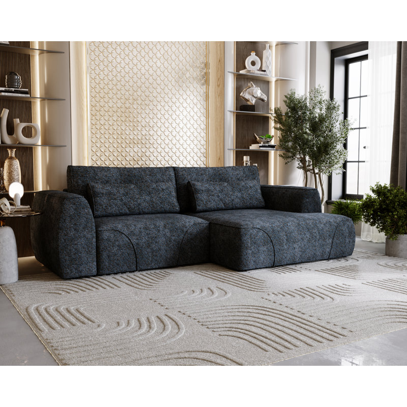 3 Seater Corner Sectional, Right Hand Facing, Navy Blue