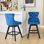 Bouton en velours bleu, siège pivotant à 360 °, coussin à ressorts en mousse et en acier, pieds en bois massif, garniture, 2 pour le rembourrage de la salle à manger, tête de clou 2 (bleu)
