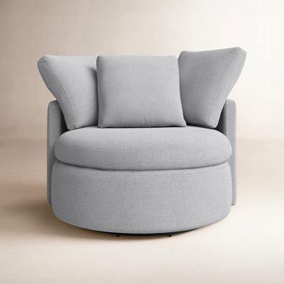 Bertice Linen Swivel Barrel Chair