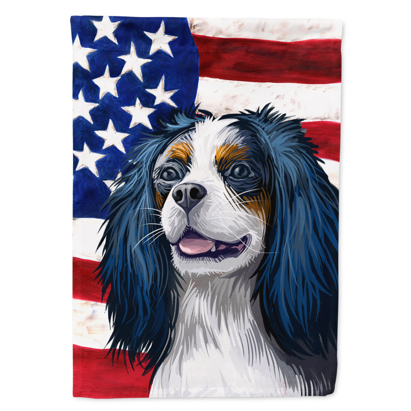 Polyester à 2 côtés 28 x 40 po drapeau maison, Épagneul King Charles