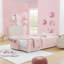 Lit plateforme à boucles simple rose avec tête de lit pour oreilles de lapin et poche pratique-1341743310