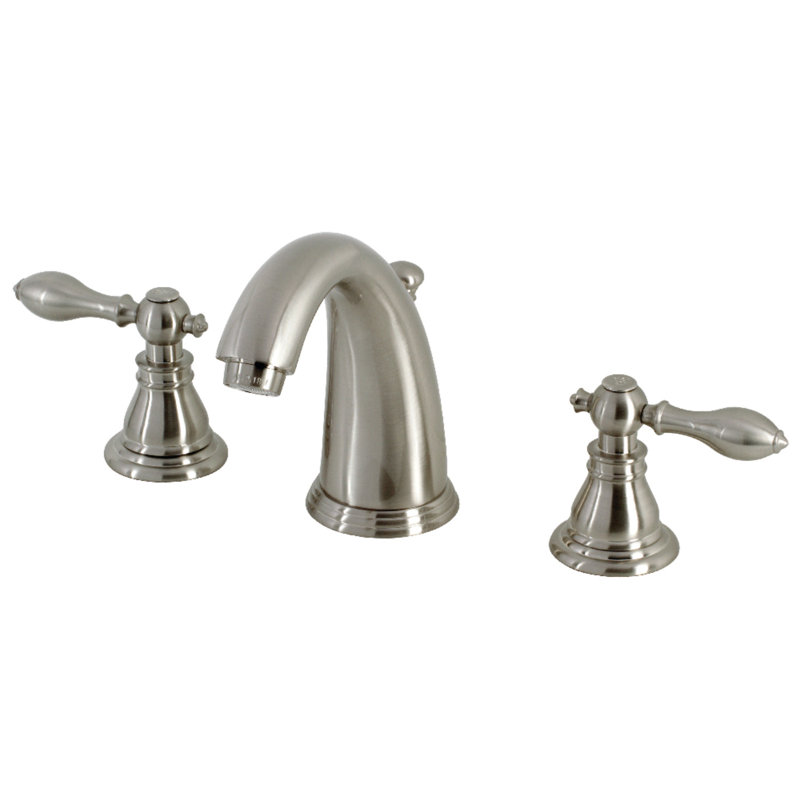 Widespread Bathroom Faucet with Drain Assembly, Brushed Nickel