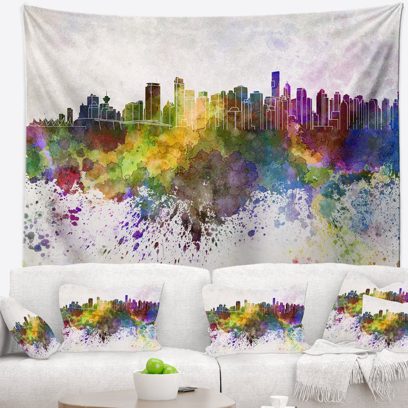 Tapisserie de skyline de vancouver Cityscape, H 32 po x l 39 po