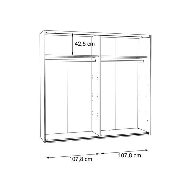Huguley 2 Door Manufactured Wood Wardrobe, 210.5cm H x 220.1cm W x 61.2cm D, Brown/Black