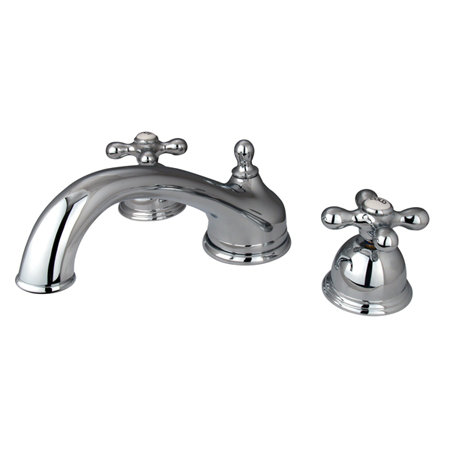 Kingston Brass Vintage Two-Handle 3-Hole Deck Mount Roman Tub Faucet, Polished Chrome