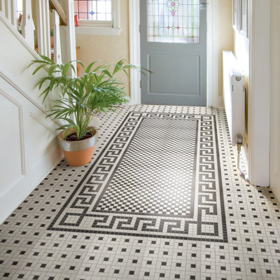 Gotham 1" Greek Key Border 8-3/4 In. X 11-3/4 In. Porcelain Mosaic Tile