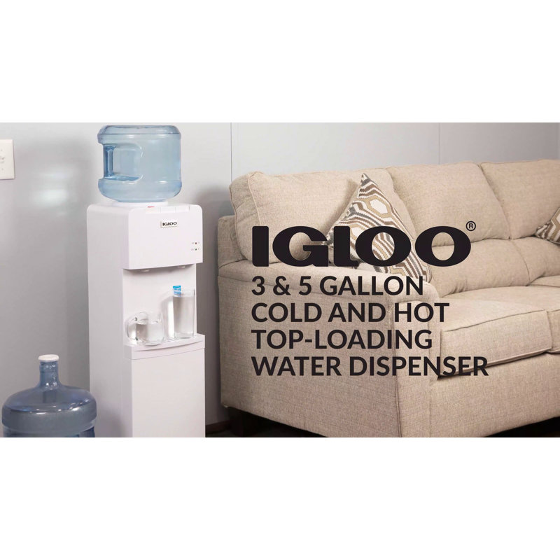 Black Freestanding Top Loading Hot and Cold Water Dispenser