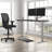 Skyscraper Electric Height Adjustable Standing Desk, Dual Motor and Digital Control with Memory, 60x24, Charcoal Strand Top with Brushed Silver Frame-843439811